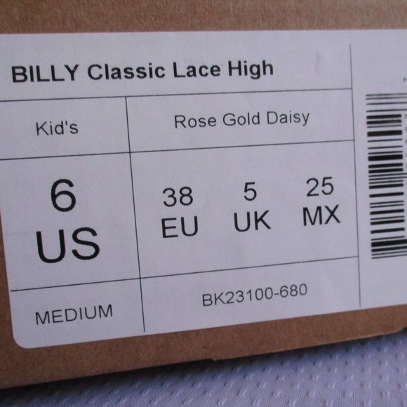SOLD-HOTPCK x2🎉🎉BILLY CLASSIC ROSE GOLD DAISY LACE HIGH TOP SNEAKERS – 6 – NWT - Picture 7 of 15